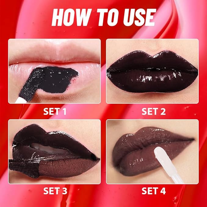 Maroon Lip Stain Peel off Lip Oil Dual Ended Combo Set, 2 in 1 Lips Liner Stain Oil Peel off Long Lasting Waterproof, High Pigmented Flawless Lips Tint Stick Not Faded Vegan & Cruelty-free 07#