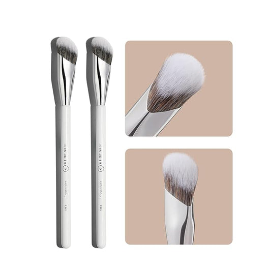 Concealer Makeup Brushes 2 PCS Angled Brushes for Liquid, Cream, Stick Concealer Foundation Nose Contour Eyeshadow Blending(193-2pcs)