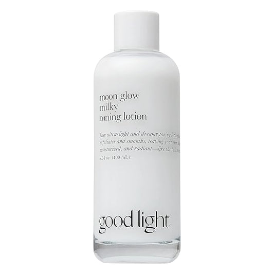 Good Light Moon Glow Milky Toner. Dreamy, Ultra-Light Hydrating Milk Toner for Face. Made with Niacinamide, Ceramides, and AHAs for Glass Skin. Vegan, Fragrance Free Korean Skin Care. 3.38 Fl. Oz.