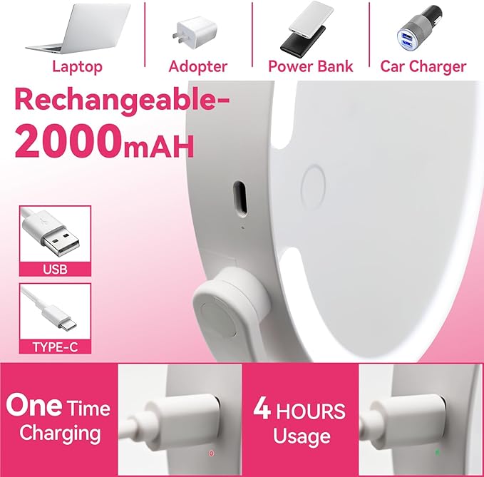 Makeup Mirror with Lights, 10X Magnifying Mirror with Light - 80 LED Vanity Mirror, 3 Color Modes & Stepless Dimming, Lighted Makeup Mirror with Magnification, Shatterproof & Stable Base