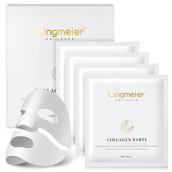 Collagen Face Mask - 80,000ppm Marine Hydrolyzed Collagen & Hyaluronic Acid | Overnight Hydration Gel Sheet for Deep Moisture | Gentle Formula, Safe for Sensitive Skin