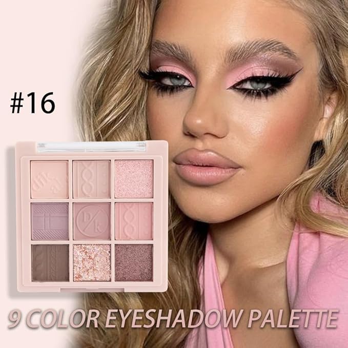 9Colors Eye Shadow Palette Makeup,Pink Rose Gold Purple Mauve Neutral Travel Eyeshadow Palette Long Lasting Waterproof Naturing-Looking Eyeshadow Palette Travel Size Gift Kit