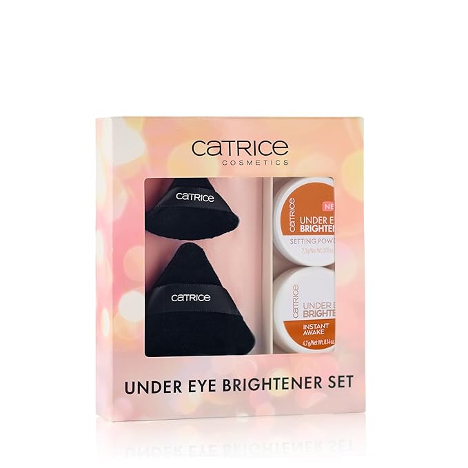 Catrice | Holiday Gift Set Under Eye Brightener & Setting Powder in 040 Dark Mocha + Magic Perfector Powder Puff Duo | Bright, Smooth & Long-Wear Finish