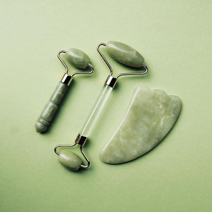 Mei Apothecary Mini Jade Face Roller - Authentic Jade Roller for Tension Relief, Puffiness & Radiant Skin, Relaxing Face Massager for All Skin Types