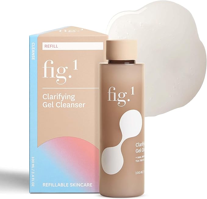 Fig.1 Clarifying Gel Cleanser Refill | AHA BHA Tea Tree Oil Formula for Oily & Sensitive Skin Face wash, Deep Pore Cleansing, Dermatologist Tested for Acne Prone, Vegan & Refillable Solution, 100ml