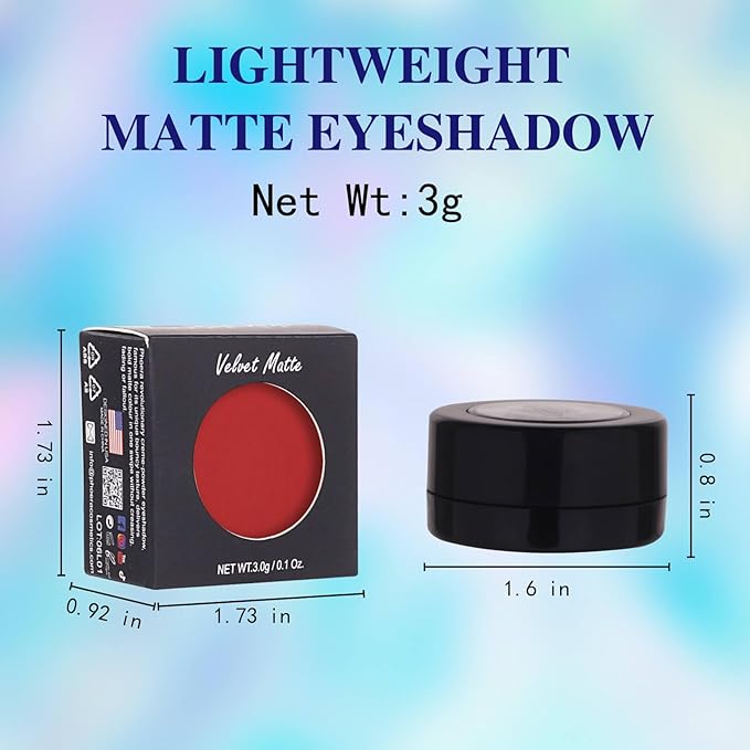 MEICOLY Red Single Eyeshadow,Pressed Powder Matte Eye shadow, Long Lasting Halloween Eye Makeup,Opaque Vegan Cruelty Free High Pigment Eyeshadow for SFX Special Effects Cosplay Makeup