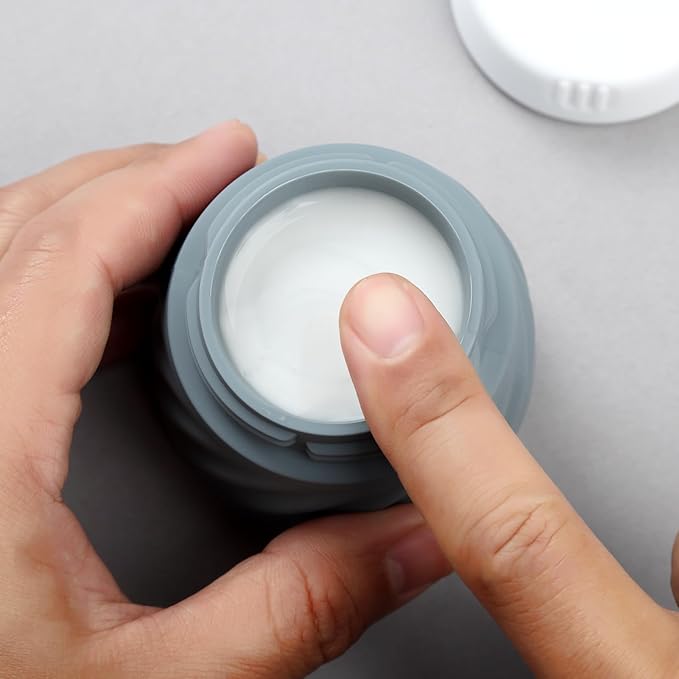 Gemice 4 OZ Travel Size Containers for Toiletries, 4-Pack Leak-Proof Silicone Slime Jars with Lids, BPA Free Small Round Cosmetic Slime Container for Lotion, Cream, Ointments, Travel Essentials