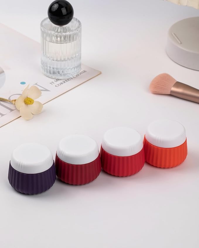Travel Containers for Toiletries 4 Pack, TSA Approved Travel Size Toiletries, Travel Size Containers, With Clear Bag Leak Proof Silicone Jars, Travel Essentials Creams Jars Carrying Small Items