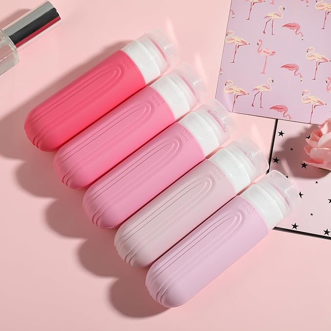 Travel Bottles for Toiletries, 5 Pack TSA Approved Travel Size Containers, 3oz Leak Proof Refillable Travel Accessories for Shampoo Conditioner, BPA Free Travel Bottles with Toiletry Bag