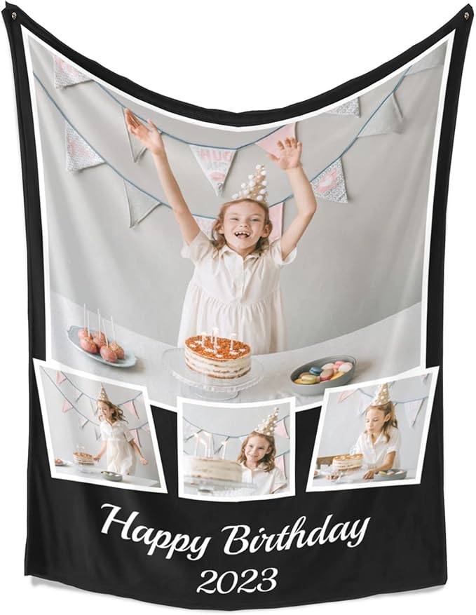 Personalized Photo Blanket Using My Own Photos, Custom Blankets with Photos, Customized Blankets with Pictures, Personalized Birthday Gifts for Women Men Baby Child