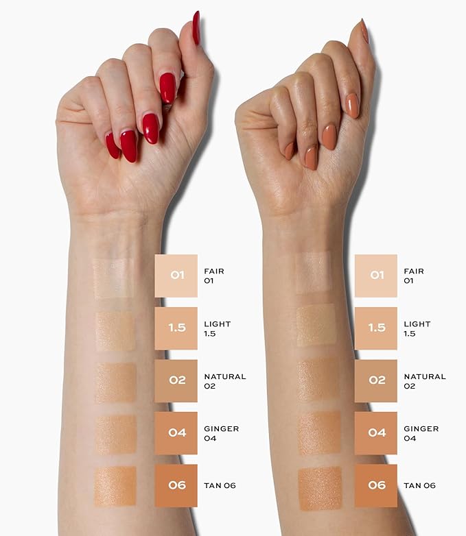 MAKE Beauty Diffusion Dew Skin Tint. Sheer to Medium Coverage Radiant Finish. Blurring, Smoothing, and Brightening. Enhanced with Niacinamide and Adenosine. Diffusion Dew - Light 01.5