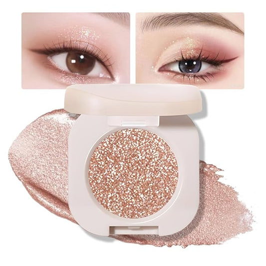 Single Nude Rose Gold Shimmer Eyeshadow,Monochrome Eye Shadow,Apply Make Up Easily,Glitter Single Eyeshadows 24 Hour Eye Makeup Longwear Waterproof