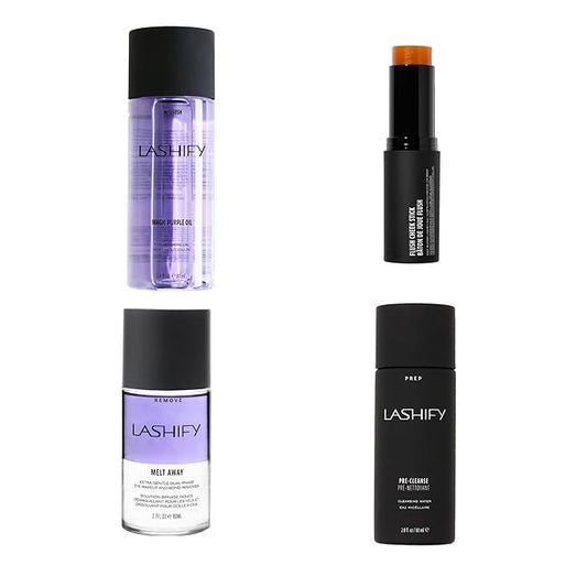 Lashify Total Treatment Bundle Set – Cleanser, Face Oil, Lip and Cheek Stick and Makeup Remover bundle
