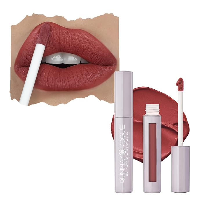 Runway Rogue Velvet Glam Liquid Lipstick, Almost-Matte Rustic Red Lipstick, ‘That Walk!’