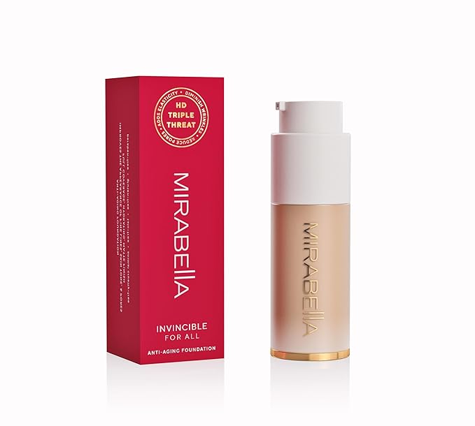 Mirabella Invincible For All HD Liquid Foundation - Anti-Aging Full Coverage Liquid Face Makeup - Moisturizing, Hydrating & Lightweight Foundation for All Skin Types (Medium M150)