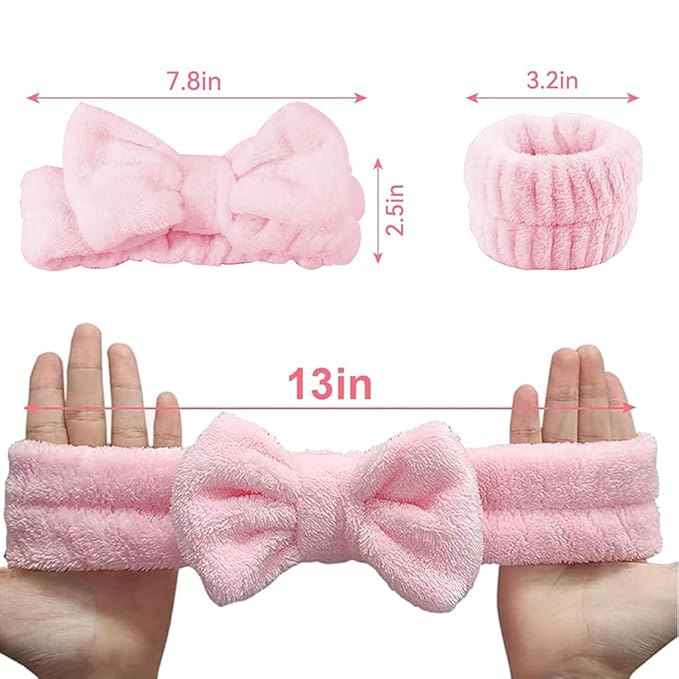 Spa Headband,Makeup Headband Set,For Face Washing Skin Care Accessories,Girls Headbands and Wristbands for Washing Face Head and Wrist Band Set