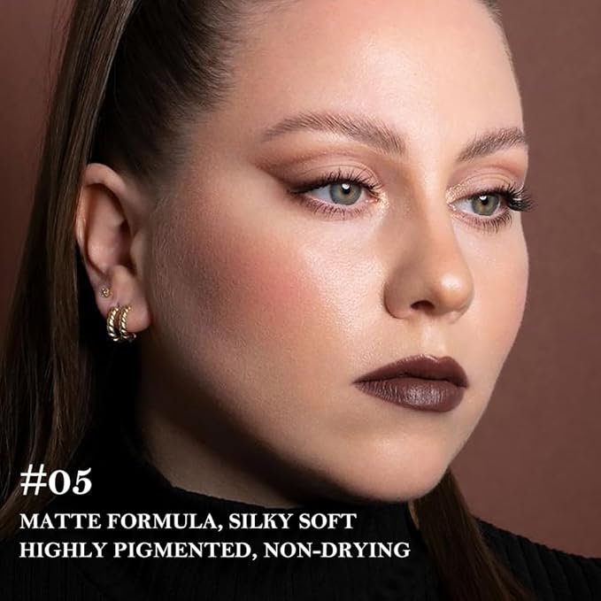 Maroon Gradient Matte Lipstick Crayon Lip Liner Pencil,Women Long Lasting Waterproof Smudge Proof Lipstick for Daily Makeup,Flawless Contour Gradual Ombre Effect Lip Pencil 05#