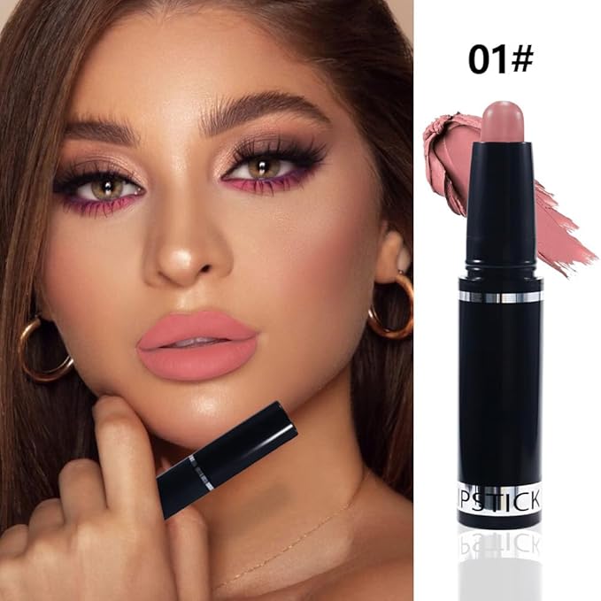 3 Pcs Matte Lipstick Crayon Pencil Set,Pink Red Brown Light to Dark Velvet Lip Stick for Women's 24 Hour Long Lasting Waterproof Lip Liner,labiales mate 24 horas originales