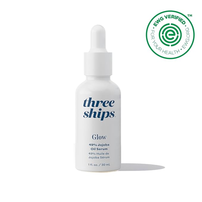 Three Ships - Glow 49% Jojoba Oil Serum | Helps Balance Skin, Control Oil, + Minimize the Look of Pores | Cruelty-Free, Vegan, Paraben-Free, Sensitive Skin Safe (1 fl oz | 30 mL)