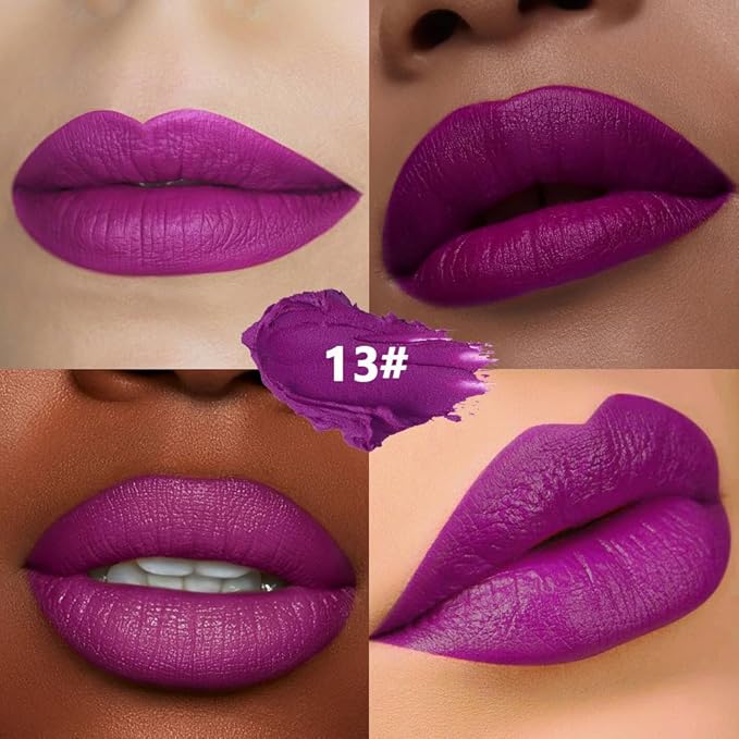 Magenta Purple Red Matte Creamy Lipstick for Women, Longwear Lip Gloss Face Paint Stick, Lip Stick Stain Long Lasting Waterproof Easy Application Full Coverage Velvet Gloss for Party Halloween Makeup