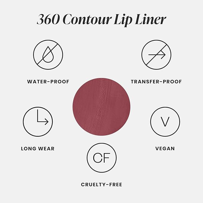 Wonderskin Lip Liner Pencil - 360 Contour Lipliner, Long Lasting, Sharpenable Lip Pencil, Waterproof and Transfer-Proof Nude Lip Liner (Mauve)