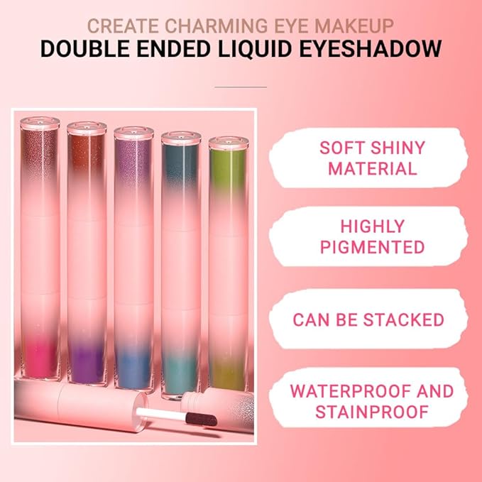 evpct Dual-Ended Shimmer to Glitter Liquid Eyeshadow, Shimmer and Glitter eyeshadow makeup in one stick, Easy Style Formula, Waterproof & Long Lasting Eye Shadow, 12#
