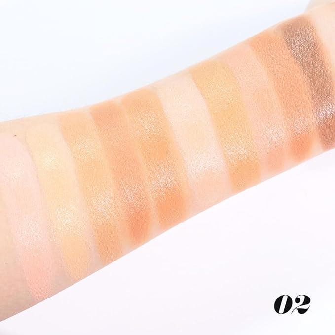 evpct 10 Colors Concealers Full Coverage Cream Contour Palette with Brush for Older Women, Under Eye Color Corrector Tri Color Pot Concealer Palette for Dark Circles Mature Skin Makeup, Waterproof, C2