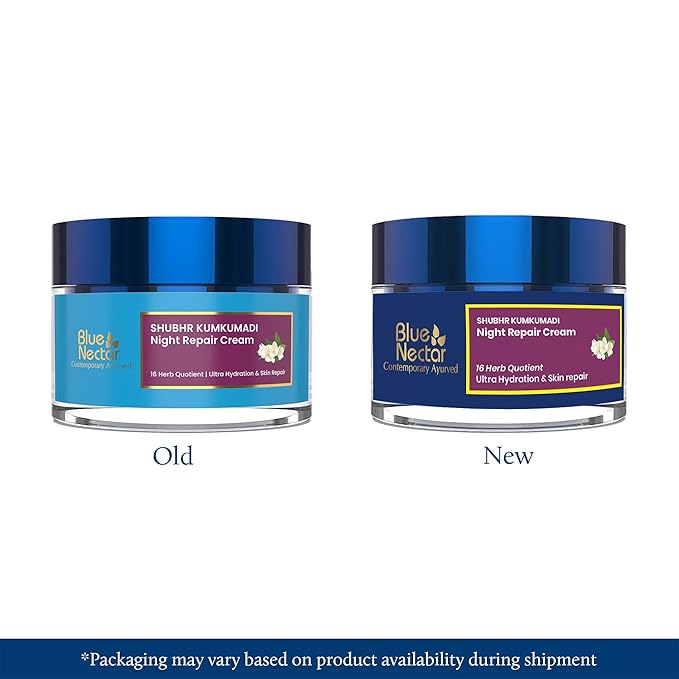 Blue Nectar Kumkumadi Night Cream Face Moisturizer for Women with Natural Almond & Saffron | Hydrating Moisturizer Face Cream for Night Time (16 Herbs, 1.7 Oz)