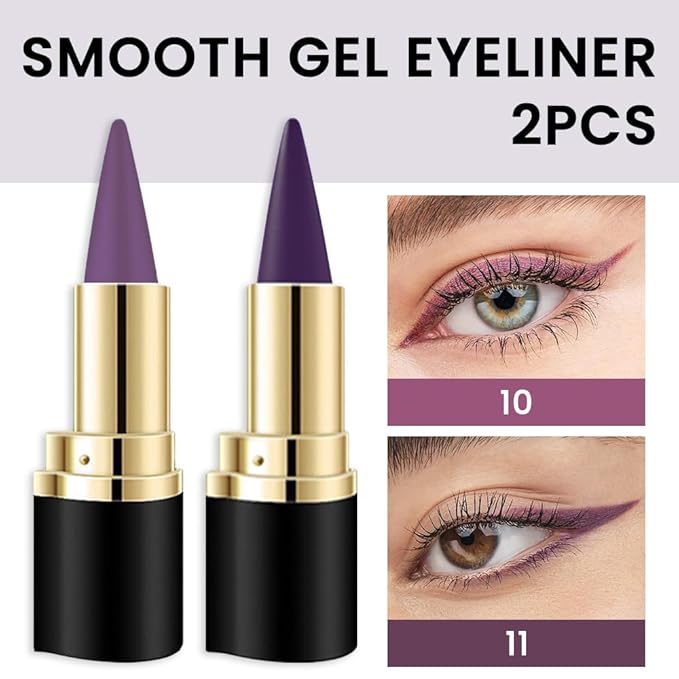 evpct 2Pcs Light Dark Purple Gel Eyeliner Pencils Eye Black Face Paint Stick Lipstick Halloween Makeup Set Waterproof Smudge Proof Eyeliner Pen Crayon Smokey Eye delineador de ojos contra el agua