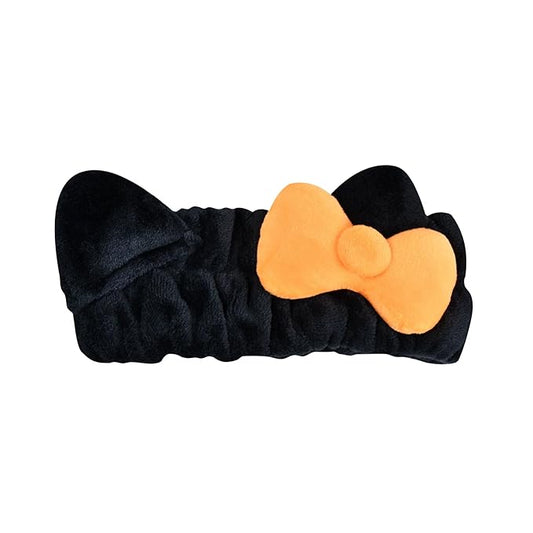 The Crème Shop x Hello Kitty â€œSpooky Seasonâ€ Plush Spa Headband Soft Comfortable Iconic Bow Design Universal Fit Durable Easy to Clean For All Beauty Occasions (Set of 1), Black / Orange