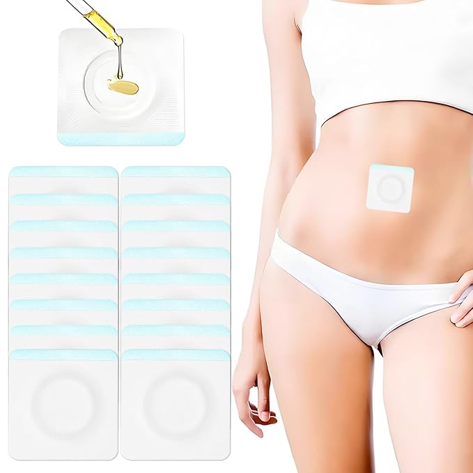 Disposable Castor Oil Pack Wraps, 50 Count – 3.2" Organic Cotton Belly Button Pads, Self-Adhesive & Leak-Proof, One-Time Use Cotton Patches for Clean Application