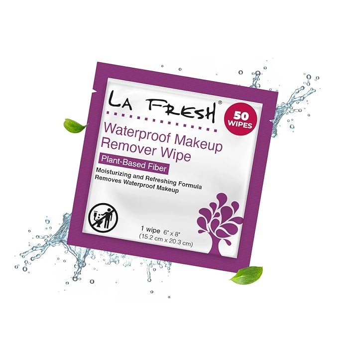 La Fresh 24/7 Makeup Remover Wipes, Easily Remove Waterproof Makeup and Moisturizing, Pack of 50 Individually Wrapped Wet Wipes, Skincare Travel Essentials