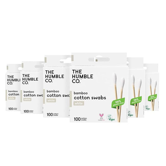 The Humble Co. Bamboo Cotton Swabs (600 count) - Cotton Swabs and Cotton Buds for Ears, Makeup, Pet Care and Cleaning (White)