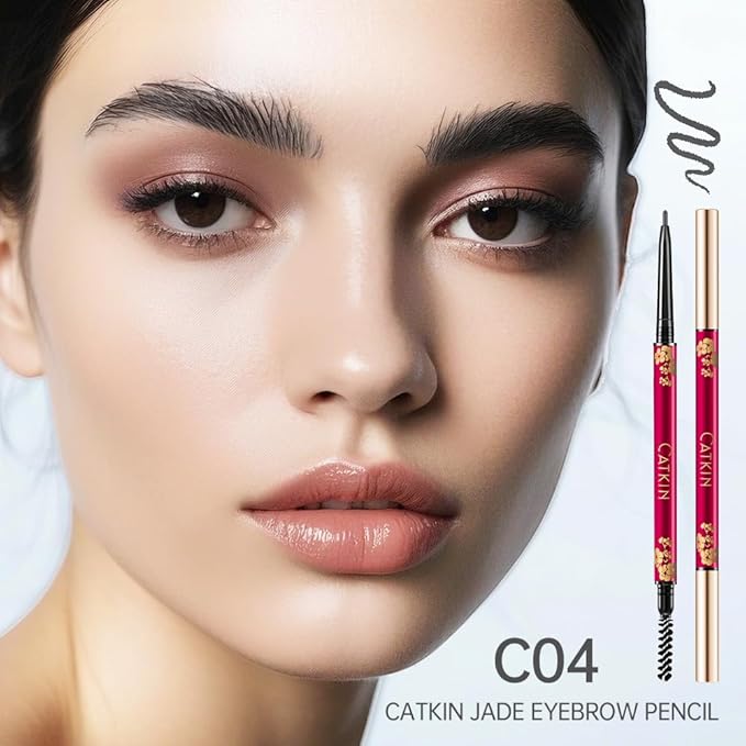 CATKIN Ultra-Fine Automatic Eyebrow Pencil, Smudge-Proof & Waterproof Formula, High-Pigment, Built-in Spoolie Brush, Natural Looking Brows Stay All Day (C04 Grey)
