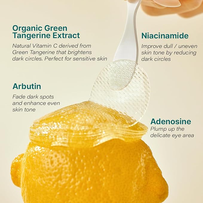 GOODAL Green Tangerine Vitamin C Eye Patches 60 Sheets – Hydrating Gel Under Eye Masks for Tired Puffy Eyes, Korean Skincare, Glass Skin Look, Daily Self Care Essentials