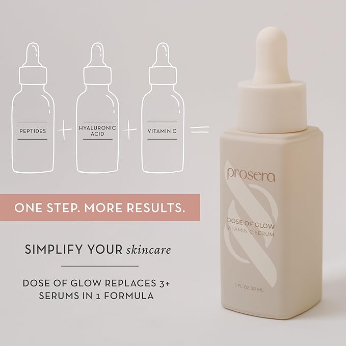 Dose of Glow Vitamin C Serum- Hydrating and Brightening Serum with Peptides, Hyaluronic Acid, Niacinamide and CoQ10. Firms Skin and Reduces Dark Spots and Fine Lines. 1 fl oz