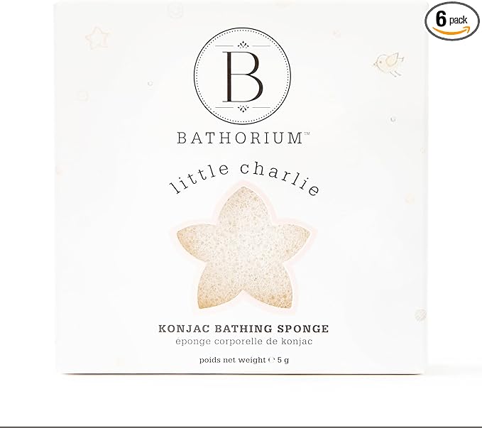 Bathorium Little Charlie Konjac Body Sponge, Gentle & Cleansing Sponge for Babies, Sensitive Skin, 100% Pure Konjac, Ideal for Daily Use, 1 Sponge