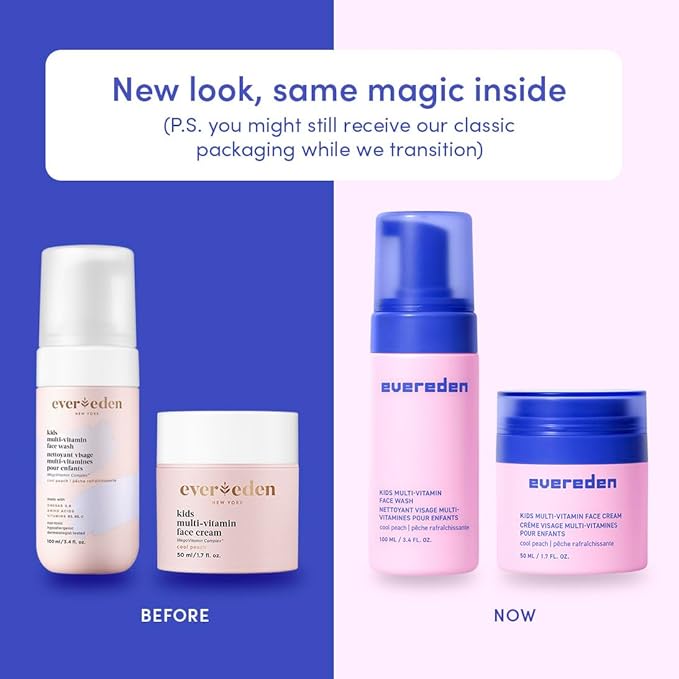 Evereden Kids Routine Bundle - Detangling Shampoo and Conditioner + Multi-Vitamin Face Wash and Face Cream for Kids 3+