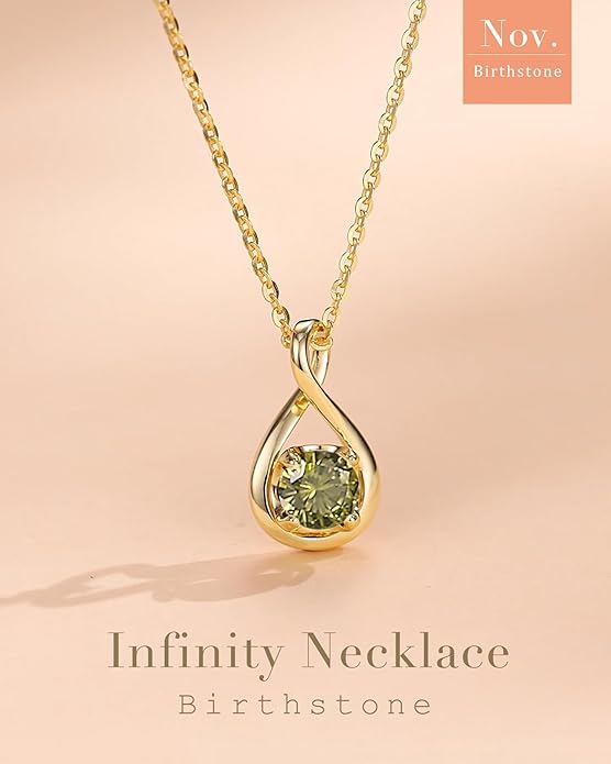 FANCIME Birthstone Necklaces for Women Fine Jewelry Sterling Silver Dainty Infinity Pendant Anniversary Birthday Christmas Gifts for Her Wife Mom Lady Daughter, Chain 16"+2" Extend