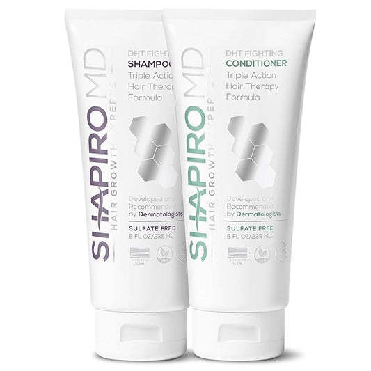 Shapiro MD Hair Growth Experts Hair Loss Shampoo and Conditioner, DHT Fighting Vegan Formula for Thinning Hair Developed by Dermatologists, Experience Healthier, Fuller & Thicker Looking Hair