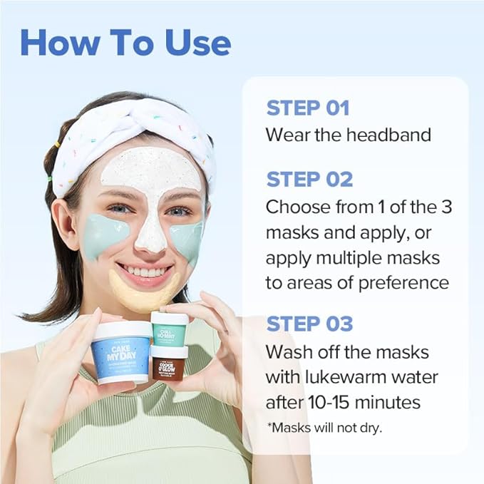 I DEW CARE Wash Off Face Mask Set - Sundae Scoop | Hyaluronic Acid Skincare Essentials, Moisturizing, Hydrating, Soothing, Exfoliating, Dry Sensitive Skin, Stocking Stuffers, Travel Size, Mini Set