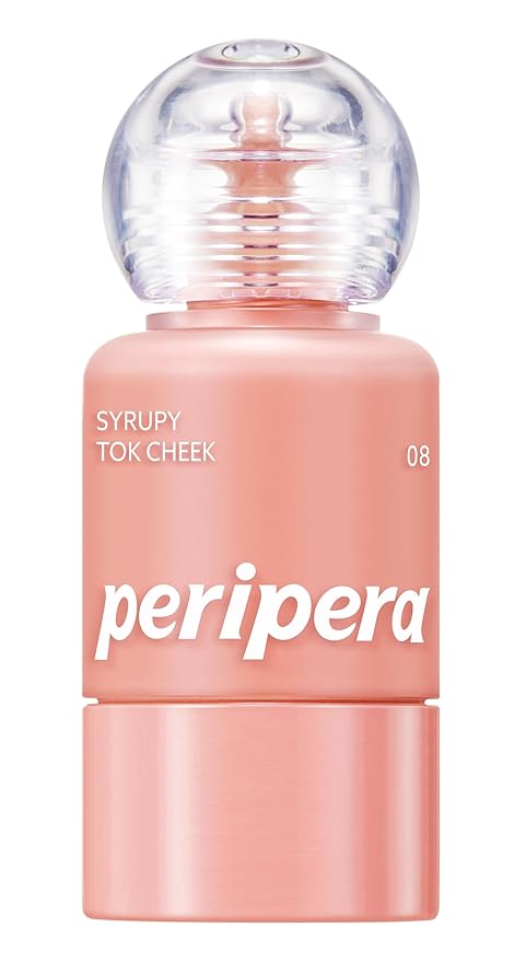 PERIPERA SYRUPY TOK CHEEK 5 Colors, Liquid Blush, Dewy Finish and Hydrates All day, Soft Velvet Texture Face Cheek Tint (08 SYRUP GRAPEFRUIT, One Size)