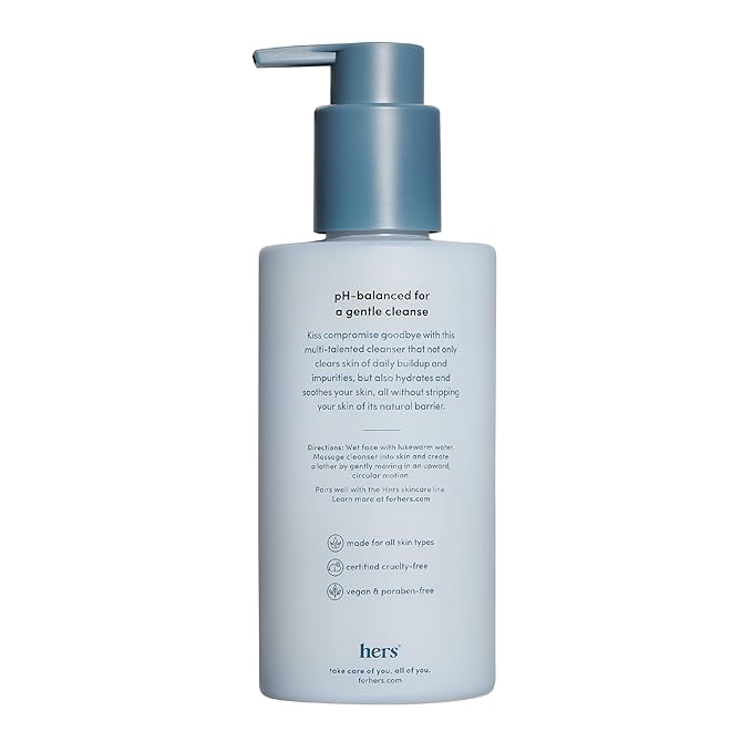 hers Clear Waters Hydrating Cleanser - Squalane Cleanser Face Wash for All Skin Types - Contains Hyaluronic Acid, Squalane, and Green Tea Extract - 6.8 fl Oz
