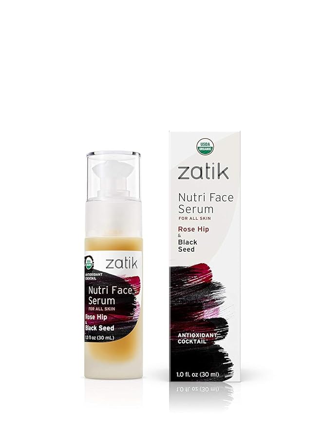 Zatik Naturals - Nutri Face Serum with Rose Hip and Black Seed, USDA Organic, Vegan, Non-GMO, Gluten Free, Soy Free, Alcohol Free, pH Balanced, Biodegradable, 1.0 fl oz, 30ml