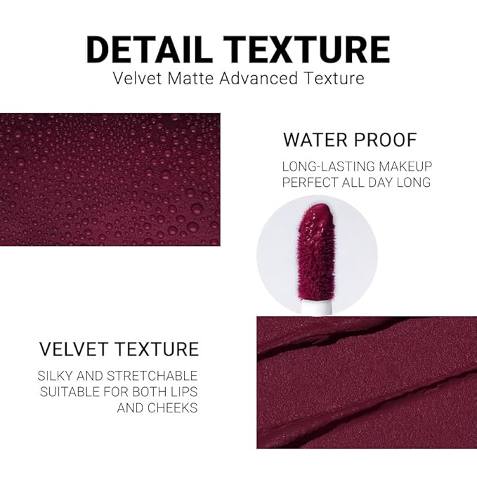 evpct 1Pcs Plum Purple Silky Velvet Matte Liquid Lipstick Lip Gloss Set for Women Long Lasting 24 Hours Color Stay Lipstick labiales matte larga duracion mate 24 horas originales 07#