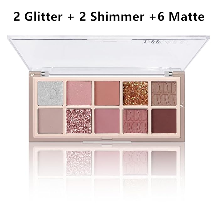 Go Ho 10 Colors Eyeshadow Palette,Matte&Shimmer&Glitter Eyeshadow Makeup,Long Lasting Blendable Shades,Naturing-Looking,Waterproof Warm Eye Shadow Palette,15 Warm Sun Style
