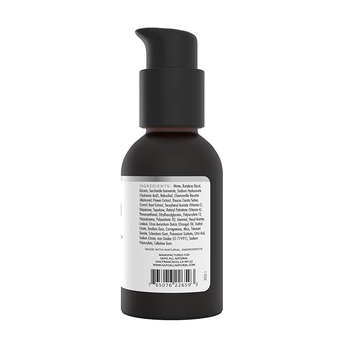 Sapo Wrinkle Serum, Bakuchiol + Retinyl Palmitate Face Serum with Peptides, Hyaluronic Acid, CoQ10 & Chamomile - Smooth, Firm & Hydrate Skin, 1 oz