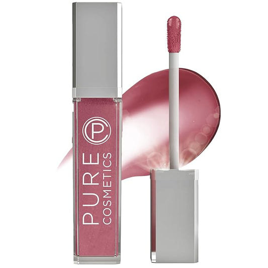 Pure Illumination Light-Up Lip Gloss with LED-Lit Applicator Brush + Side Mirror, Non-Sticky, Moisturizing Hydrating Lip Glosses with Lanolin, Jojoba Oil, & Vitamin E, On Pointe