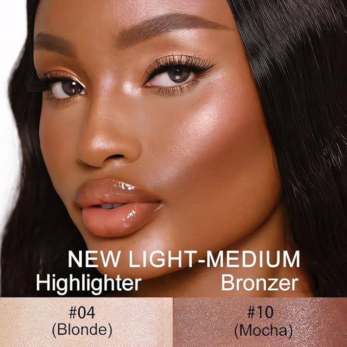 evpct 2Pcs Face Cream Contour Bronzer Sticks Makeup Highlighter Highlight Blonde Mocha Creme Cheek Contour Sticks contorno en crema Bronzing Foundation Face Contour Stick Kit,4+10 New Light-medium