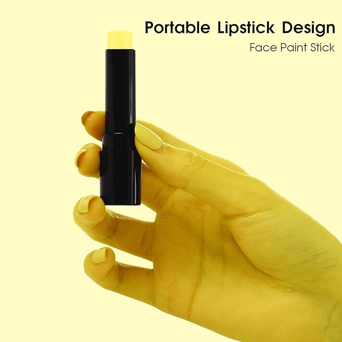 BADCOLOR Yellow Face Body Paint Stick, Full-Coverage Eye Black Sticks for Adults Children, Hypoallergenic Face Painting Kit for Halloween SFX Lion Tiger Minions Stage Cosplay Costume Party